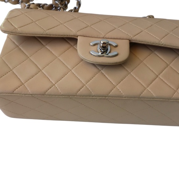 CHANEL Classic Double Flap Bag Small Vintage Beige Silver Hardware (repainted) - Picture 8 of 14